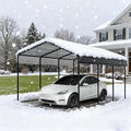 Big RED 10X15FT Metal Carport, Heavy Duty Steel Carport, Portable Garage with Enhanced Metal Frame, Outdoor Car Shelter for Car and Tractors