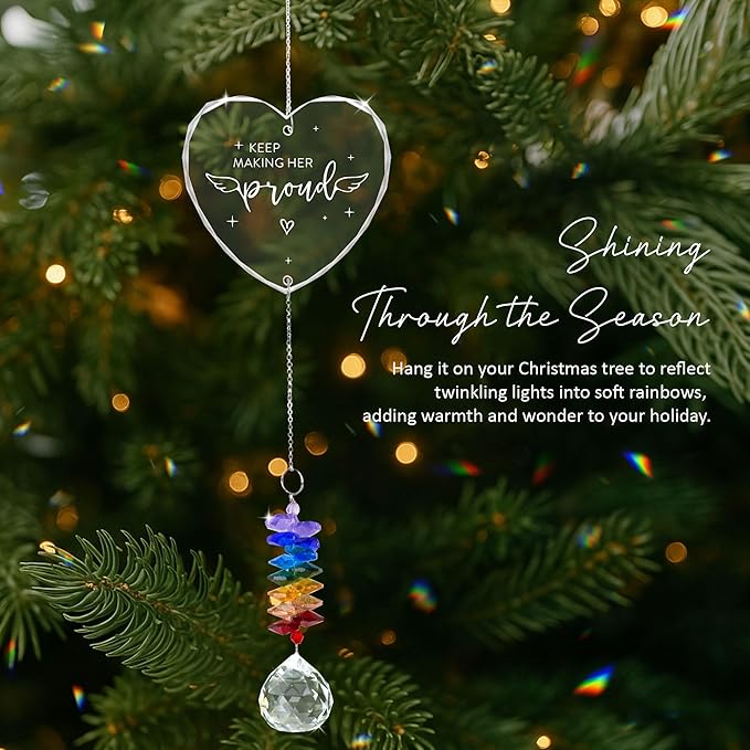 GIFTELIX Christmas Ornaments - Sympathy Gift for Loss of Loved One - Suncatcher Ornament - Crystal Rainbow Maker - Hanging Crystal Decor - Remembrance Gift for Loss of Mom - Christmas Tree Decor