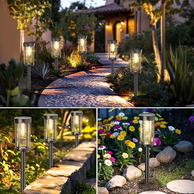 2 Pack Solar Lights Outdoor Waterproof for Garden Walkway Pathway Lawn Yard Decorative Modern Landscape Lighting. (Warm White Light, 2)