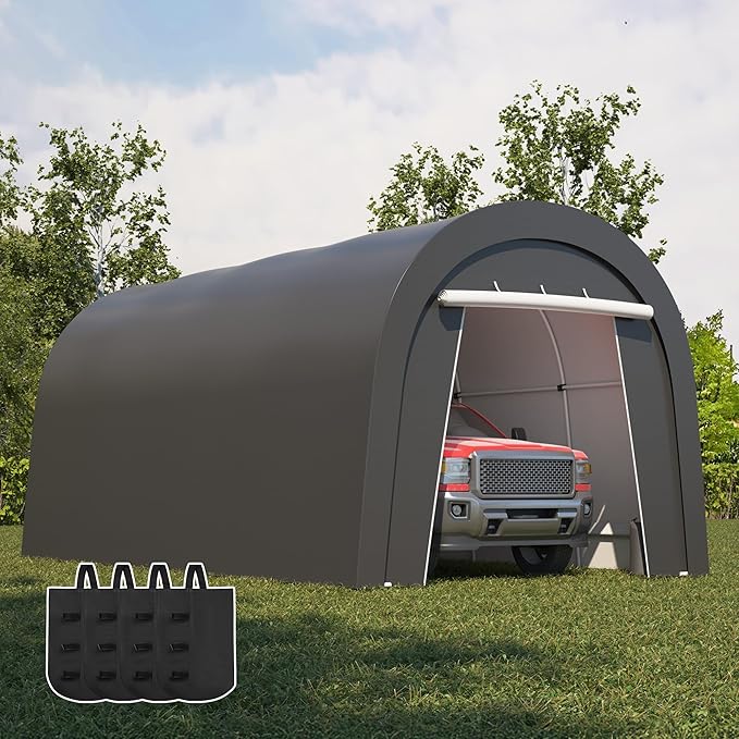 Wisteria Lane Heavy Duty Carport with 4 Cloth Bags, All-Weather Car Canopy with 2 Roll-up Doors, Portable Garage Storage Shelter Shed for Cars, Truck, or Garden Tools, 10' x 20'