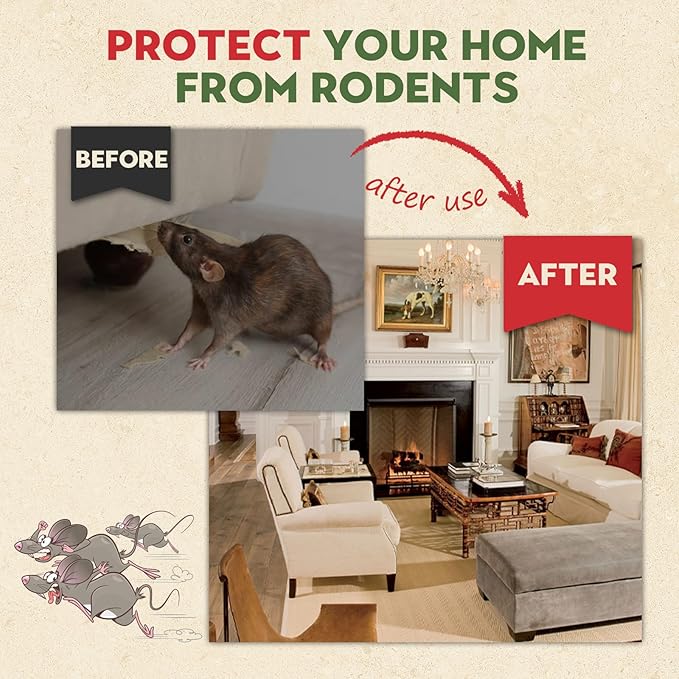 Mouse Repellent, Peppermint Oil Mice Repellent for Rats & Squirrels, Long-Lasting Natural Pest Deterrent for Indoor, Outdoor, Car Engines, Safe for Family & Pets, (80 Pack)