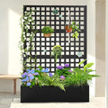 Metal Planter Box with Trellis & Wheels, Raised Garden Bed with Privacy Screen, Outdoor Standing Flower Beds with Drainage Hole for Climbing Plants, Vine, 47" Lx16 Wx71 H