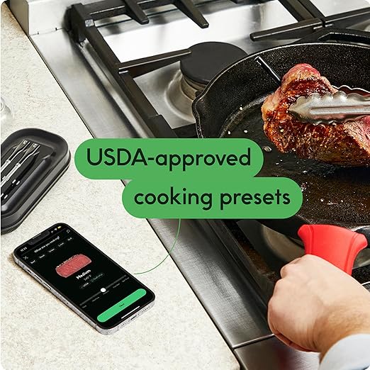 CHEF iQ Sense Smart Wireless Meat Thermometer with 3 Ultra-Thin Probes, Unlimited Range Bluetooth Meat Thermometer, Digital Food Thermometer for Remote Monitoring of BBQ Grill, Oven