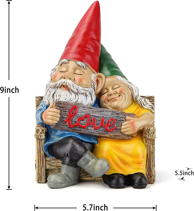 Smadeer Garden gnome statue for outdoor decor,Couple in love gnomes figurine for patio lawn yard garden outdoor decoration,garden sculptures & statues,knome romantic indoor ornament forever lover gift