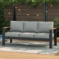 LayinSun Aluminum Outdoor Furniture Set 3 Seat Sofa, Outside Patio Deep Seating Conversation Set with Upgraded Washable Thick Cushion