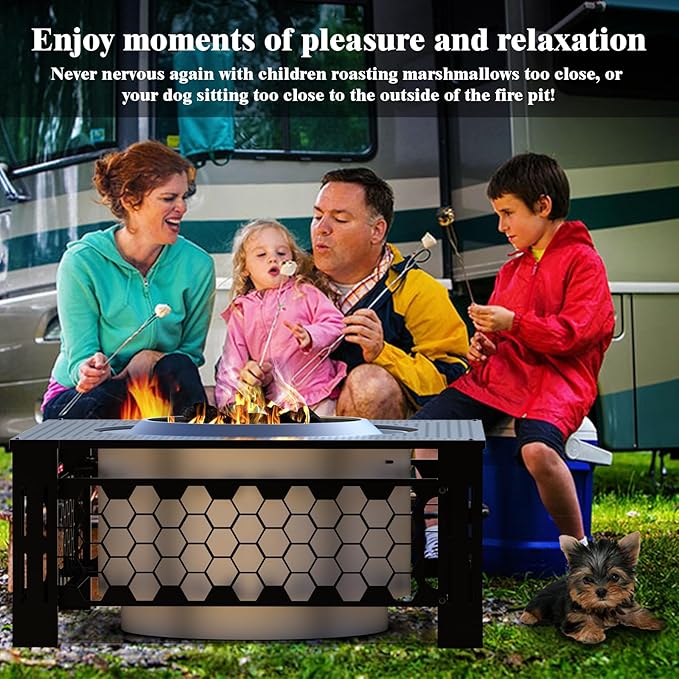 Fire Pit Surround Tabletop for Solo Stove Yukon, Accessories for Solo Stove, Large Surround Table for Stove with Diameter Less Than 27", Square Metal Black