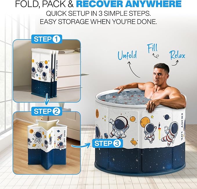 Zennest Foldable Portable Bathtub for Adults – 2-in-1 Hot & Cold Plunge, 105-Gal Large Capacity Collapsible Bathtub Adult, 6-layer Insulated Portable Soaking tub - Space-saving Design