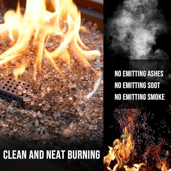 Skyflame High Luster 10-Pound Regular Fire Glass for Fire Pit Fireplace Garden Landscaping Bronze 1/4" Size