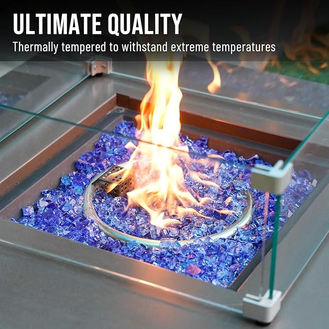 Skyflame High Luster 10-Pound Regular Fire Glass for Fire Pit Fireplace Garden Landscaping Cobalt Blue 1/2" Size