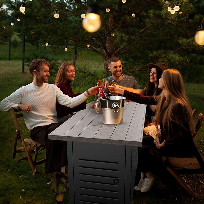 42'' Propane Fire Pit Table – 50,000 BTU Outdoor Gas Fire Pit for Patio, Deck, and Garden, CSA Certified Multipurpose Fire Table with Cover and Lava Rock