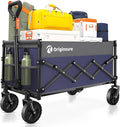 Collapsible Wagon Cart Foldable - Lightweight Portable Heavy Duty Folding Beach Wagons with Wheels - Outdoor Utility Carts for Grocery, Camping, Shopping with Large Capacity - Grey&Purple