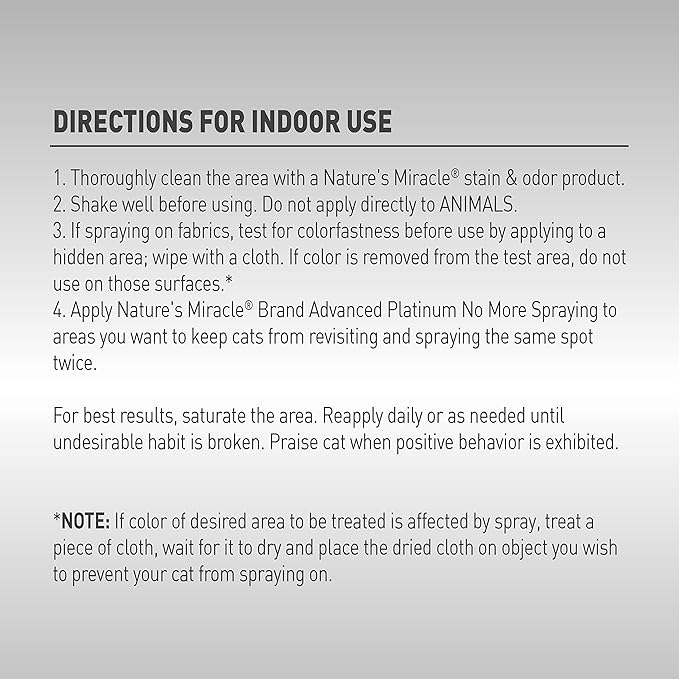 Nature’s Miracle Advanced Platinum No More Spraying, 128 Ounces, Helps Discourage Repetitive Cat Spraying