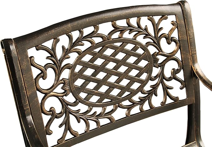 Oakland Living Contemporary Modern and Ornate Traditional Outdoor Mesh Lattice Aluminum 63 inch Bronze Hexagon Dining Set with Lazy Susan and Six Chairs