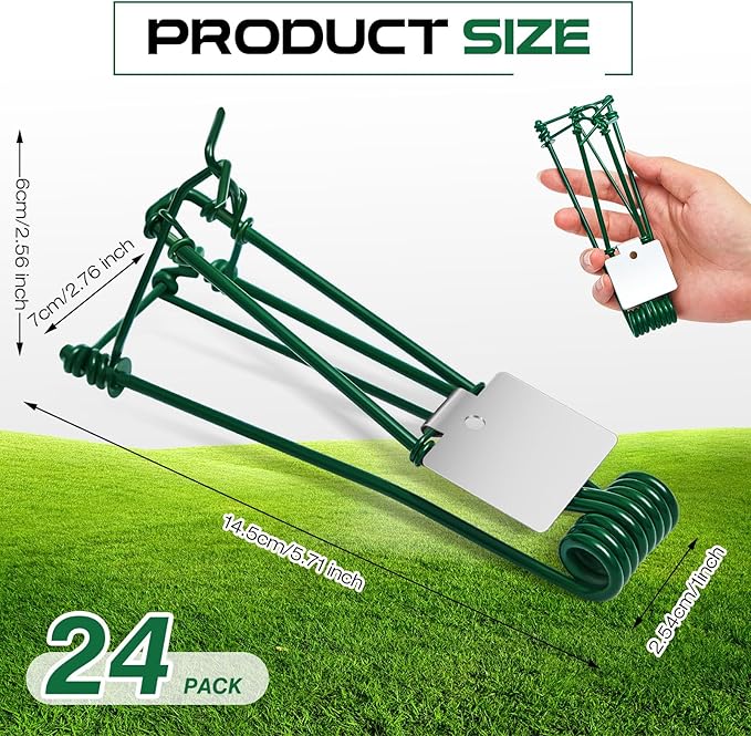 Qualirey 24 Pcs Outdoor Gopher Trap Easy Set Mole Trap Weather Resistant Gopher Killer Vole Killer for Lawn Garden Farm (Green)