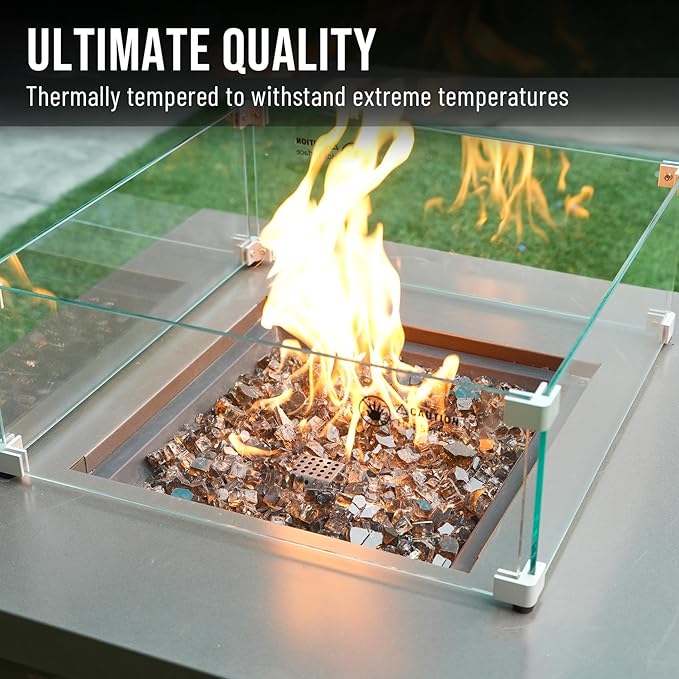 Skyflame High Luster 10-Pound Regular Fire Glass for Fire Pit Fireplace Garden Landscaping Copper 1/2" Size