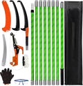Lineslife Manual Pole Saw, 27ft Extendable Tree Pruner, Sharp Steel Blade and Scissors High Branches Trimming, Branch Trimmer for Pruning Palms and Shrubs
