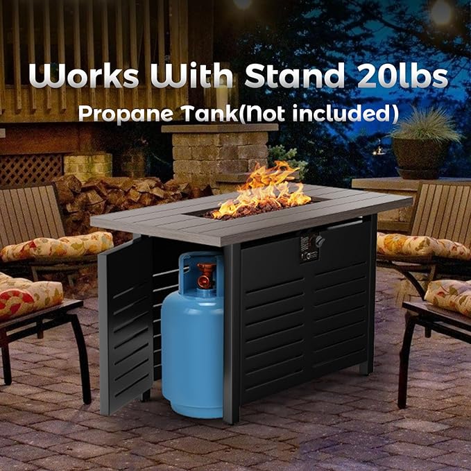 42'' Propane Fire Pit Table – 50,000 BTU Outdoor Gas Fire Pit for Patio, Deck, and Garden, CSA Certified Multipurpose Fire Table with Cover and Lava Rock