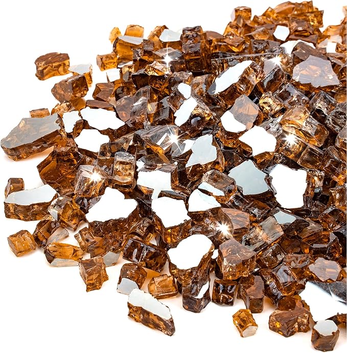 Stanbroil 10-Pound Fire Glass - 1/2 inch Reflective Tempered Fire Glass for Fireplace Fire Pit, Copper Reflective