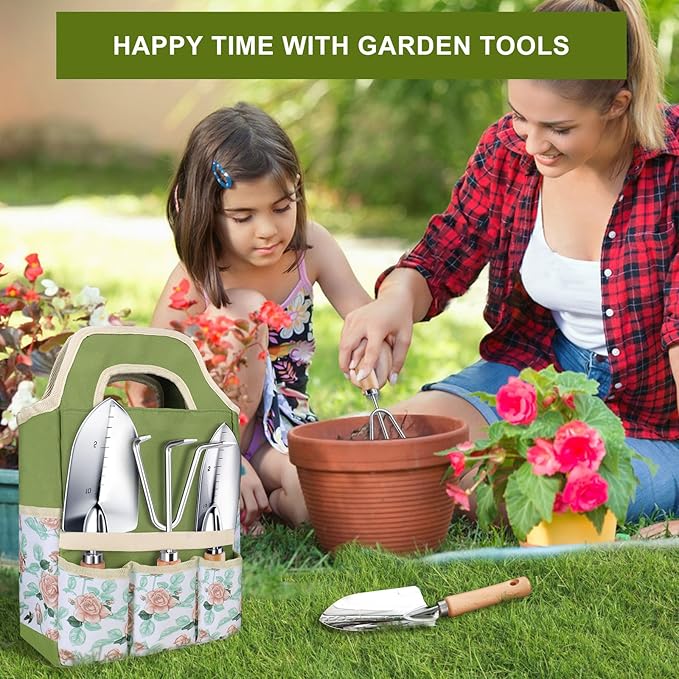 Kynup Gardening Tools, Garden Tools Set-9 Piece Gardening Gift for Women, Gardening Kit Ideal Hand Garden Tool, Thickened Stainless Steel, Rust-Proof, Garden Supplies, Essentials, Garden Stuff