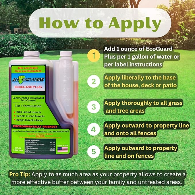 Mosquito Spray for Yard, Gentle but Effective Outdoor Insect Control, Kills Ticks on Contact, Natural Essential Oils, 8 OZ
