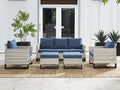 HUMMUH 5 Piece Patio Furniture All Weather Wicker Outdoor Sectional Sofa,High Back Patio Chairs,Coffee Table and Ottomans Set for Porch,Garden,Backyard