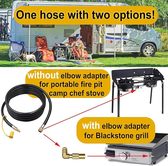 18FT Rv Quick Connect Propane Hose for Blackstone Grill, Rv Propane Adapter Extension Hose for Blackstone 17" 22" Griddle, Lp Quick Connect Rv Propane Hose, for Camp Chef Stove, Portable Fire Pit
