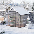 GarveeHome 6 x 6 FT Polycarbonate Greenhouse, Winter Greenhouses for Outdoors with Aluminum Frame, Sliding Door, Adjustable Roof Vent, Backyard Green Houses, Patio Garden, Black
