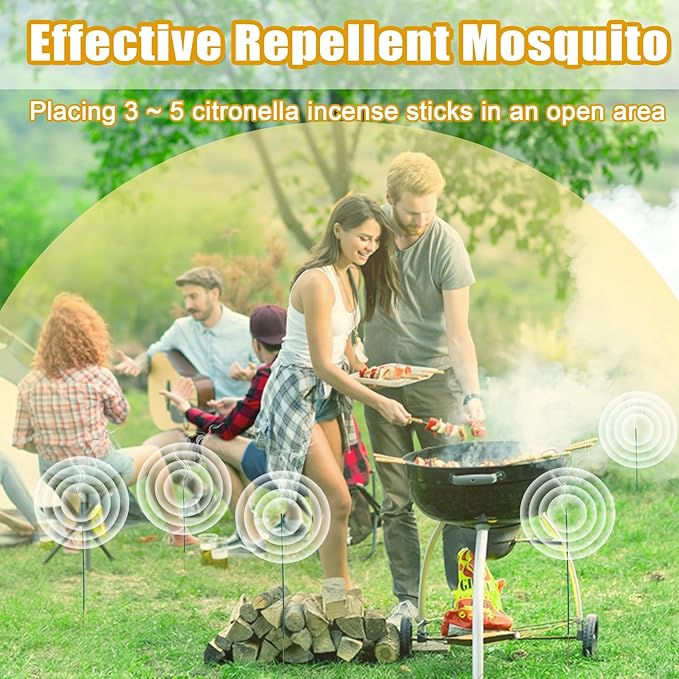 90 Pcs Natural Mosquito Repellent Outdoor Patio, Citronella Oil Mosquito Incense Sticks Plant-Based Bug Repellent for Patio Camping Fishing Backyard Travel Mosquito Control