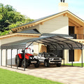 EBE 20' x 20' Metal Carport, Outdoor Heavy Duty Carports with Updated Galvanized Roof and Enhanced Base, Canopy Carport Garage Shade for Car, Truck, Boat