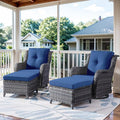 Belord 4 Pieces Patio Furniture Sets, Wicker Patio Swivel Glider Chair with Ottomans, Outdoor Furniture Set for Outside Porch, Deck, Balcony, Garden