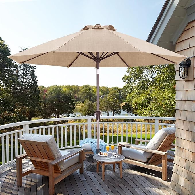 ABCCANOPY OLEFIN® 5-Year No Fading 9FT Patio Umbrella, Outdoor Table Umbrella with 8 Sturdy Ribs for Deck, Backyard, Yard (Light Beige)