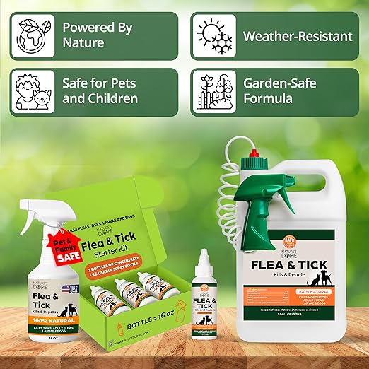 Nature’s Dome Outdoor Flea & Tick Spray – 32 oz Hose-End Yard Treatment – Kills & Repels Mosquitoes, Fleas, Ticks, Larvae & Eggs – Plant-Based, Safe for Pets, Kids & Plants – Ready-to-Use