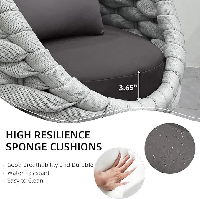 TWT 6-Piece Aluminum Patio Furniture Set, Modern Outdoor Conversation Set Sectional Sofa with Water Repellent Thick Cushions and Coffee Table for Balcony, Garden