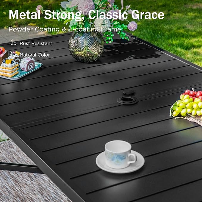 PHI VILLA 7 Piece High Top Patio Bar Set, Outdoor Bar Height Table and Chairs Dining Furniture Set with 6 Outdoor Swivel Bar Stools Grey & 1 Patio Bar Table for Garden, Yard, Terrace