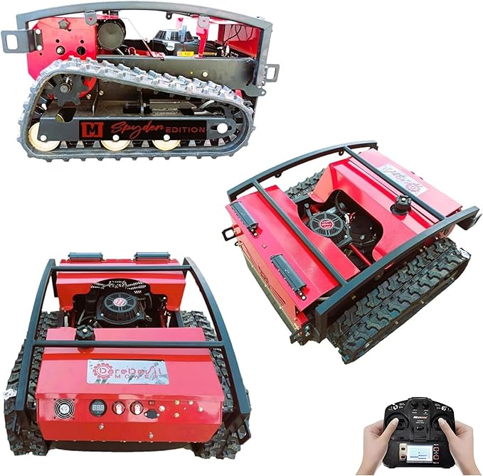Remote Control Lawn Mower | 55-Degree Slope Climb | 24 Inch Cut | 6L Gas Tank | Brushless Drive Motor | 9hp Gas Engine | Snowplow