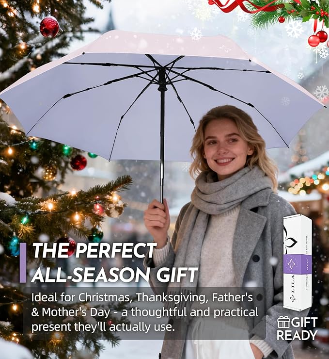 UV Travel Umbrella for Sun Protection & Rain, Compact Windproof Folding, Refined craftsmanship, Auto Open/Close, 43" Canopy with color coating, UPF 100+ UV Blocking, TSA Approved