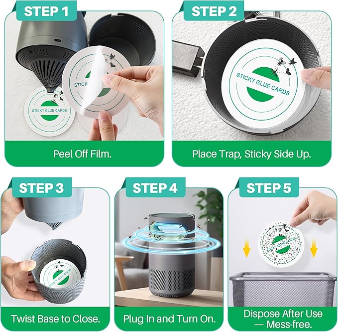 Qualirey 20 Pack Glue Trap Refill Pads Compatible with STEM Flying Insect Fan Trap, 3.94 Inches Replacement Glue Boards, Sticky Pads Insect Catcher for Indoor Fly Mosquito Bug Control