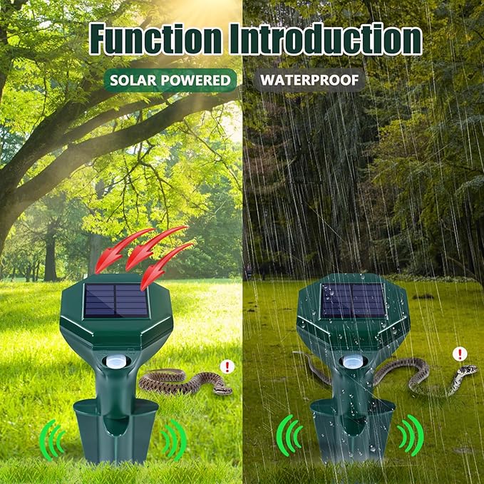 2 Pack-Solar Mole Repeller - Sonic Mole Repeller - Snake Repellent for Yard and Lawn Garden - Mole Repeller - Waterproof Ultrasonic Pest Control Outdoor Keep Mole Away from Yard Lawn (2)