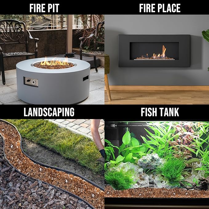 Skyflame High Luster 10-Pound Regular Fire Glass for Fire Pit Fireplace Garden Landscaping Copper 1/4" Size