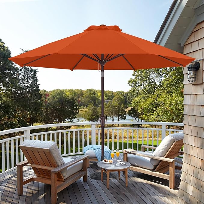 ABCCANOPY OLEFIN® 5-Year No Fading 9FT Patio Umbrella, Outdoor Table Umbrella with 8 Sturdy Ribs for Deck, Backyard, Yard (Orange)