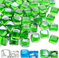 GasSaf Green Fire Glass Cubes for Outdoor Fire Pit, Fireplace, Replaces Existing Gas Logs & Lava Rocks, 1 Inch Glass(10 Pound)(Green Luster)