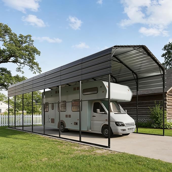 PHI VILLA 35 x 14 ft Heavy Duty Metal Carport with Galvanized Steel Roof for RVs, Cars, Boats, and Tractors