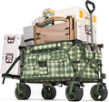 Whitsunday Collapsible Folding Wagon with Tailgate, Heavy Duty Utility Beach Wagons with All-Terrain Wheels for Camping,Garden,Sports Green