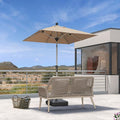 PURPLE LEAF 6' x 6' Square Patio Umbrella with Tilt Adjustment, Outdoor Table Umbrella Champagne Aluminum Frame, Market Umbrella Pool Umbrella for Deck Garden, Patio, or Poolside