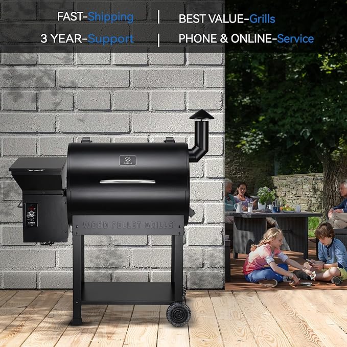 Z GRILLS Pellet Smoker Grill with PID Control, Rain Cover, 700 sq. in Cooking Area for Outdoor BBQ, ZPG-7002B