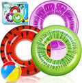 FindUWill 6 Pack Pool Floats Kids, Pool Swim Tubes Rings(4 Pack) - 4Pcs Inflatable Big Floaties Beach Swimming Toys with 2Pcs Beach Balls for Adults Raft Floaties Toddlers