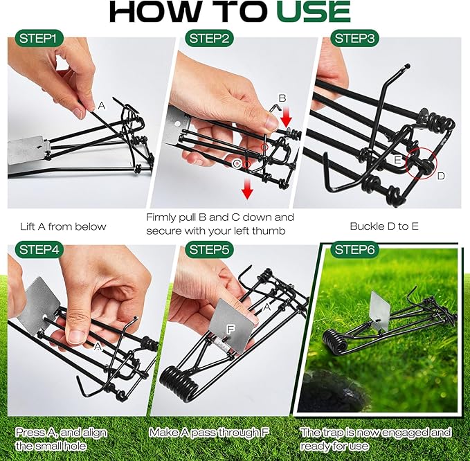 Qualirey 2 Pcs Outdoor Gopher Trap Easy Set Mole Trap Weather Resistant Gopher Killer Vole Killer for Lawn Garden Farm (Black)