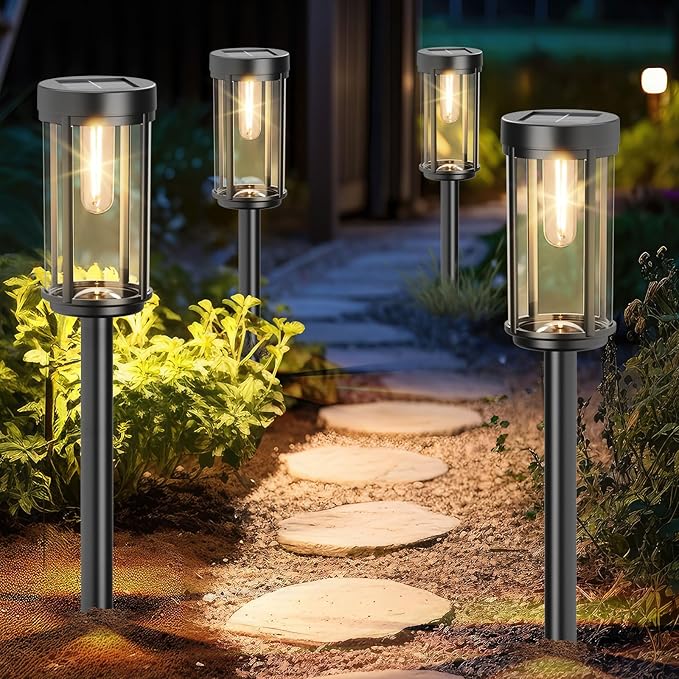 16 Pack Solar Lights Outdoor Waterproof for Garden Walkway Pathway Lawn Yard Decorative Modern Landscape Lighting. (Warm White Light, 16)