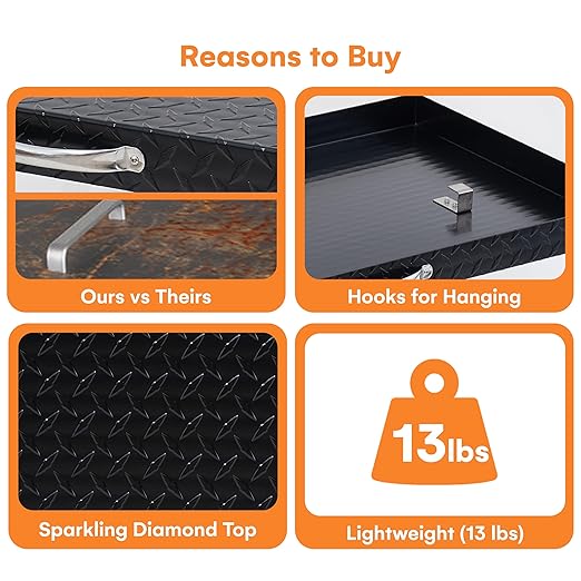 Flybold 28 Inch Blackstone Griddle Hard Cover, Aluminum Flat Top Grill Lid with Suitcase Handle, Lightweight, Weatherproof, Diamond Cut BBQ Replacement Cover for Blackstone & Member’s Mark Griddles