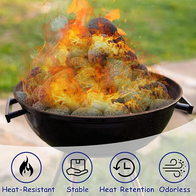 Sunnyglade 10LBS Black Lava Rocks for Fire Pit 1-2 inch Gas Fireplace Rocks, Black Lava Pebbles for Propane Fire Pit, Decorative Volcanic Stone for Outdoor & Indoor Gas Fireplace (10, Pounds)